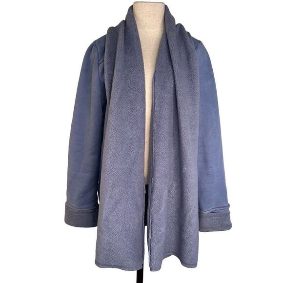 Soft Surroundings Women’s Blue Sueded Fleece Sweater Cardigan Ultimate Cozy - Picture 1 of 11